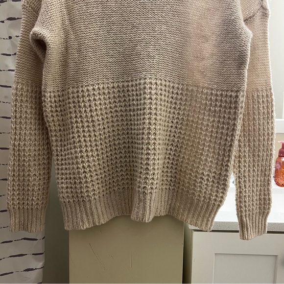 AMERICAN EAGLE sweater waffle knit mockneck cream tan neutral drop shoulder cozy - Picture 8 of 10